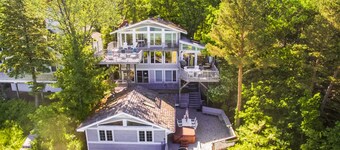 Gigantic lakefront home with private hot tub, washer/dryer, AC, deck, & firepit