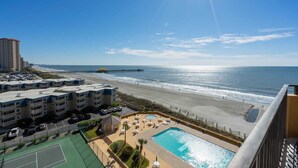 A beachfront hotel with a swimming pool, tennis court, and ocean view. - Elegant Oceanfront 2 Bedroom 2 Bath Ocean View Condo at Maisons-Sur-Mer in Myrtle Beach (Myrtle Beach)