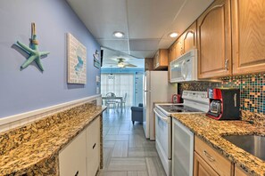Fridge, microwave, stovetop, coffee/tea maker - Remodeled Condo Right on Wildwood Crest Beach! (Wildwood Crest)
