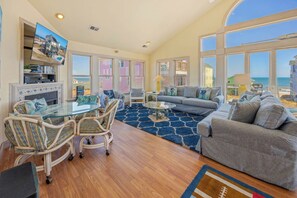 TV, DVD player, table football, stereo - Oceanview Dog Friendly Home w/ Private Pool, Hot Tub, Game Room, and Wet Bar (Rodanthe)