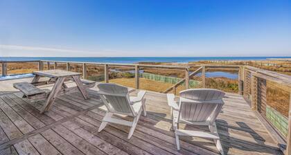 Soundfront Dog Friendly Hatteras Home w/ Hot Tub, Fenced Yard, and Water Views