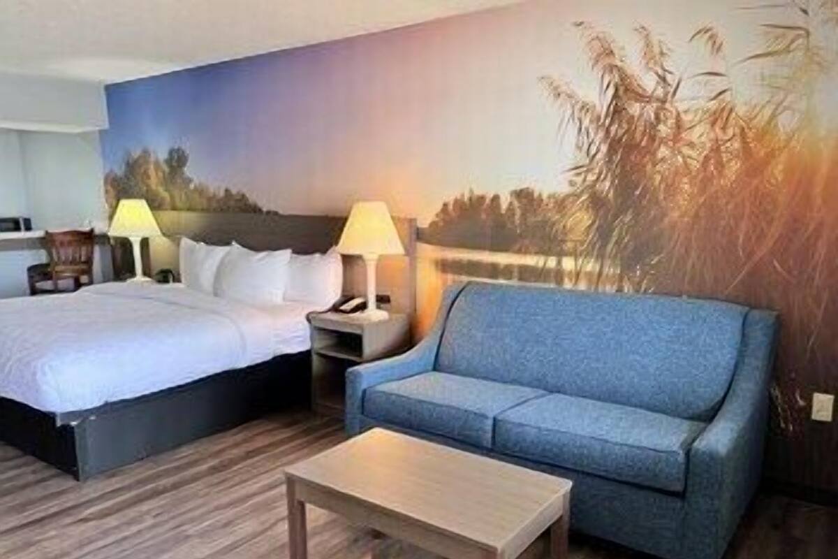 Premium bedding, down comforters, desk, laptop workspace