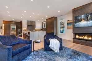 TV, fireplace, offices