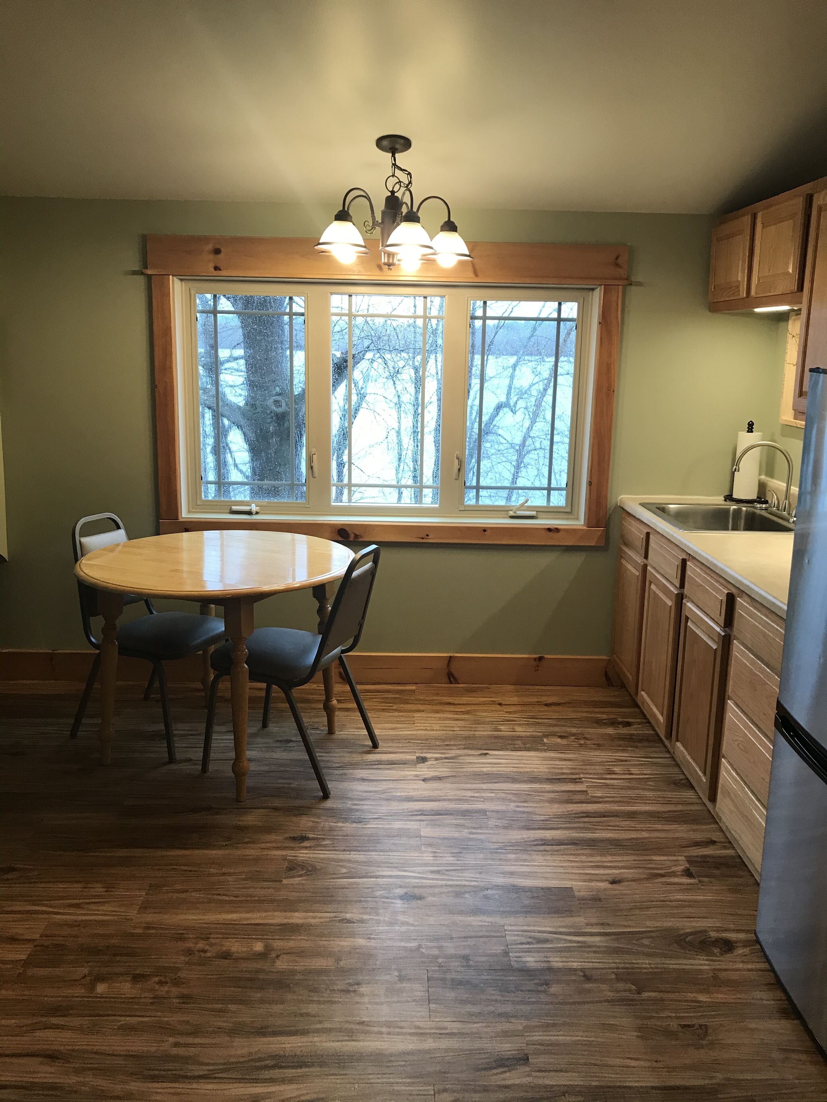 Fridge, microwave, coffee/tea maker, toaster