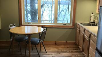 Fridge, microwave, coffee/tea maker, toaster