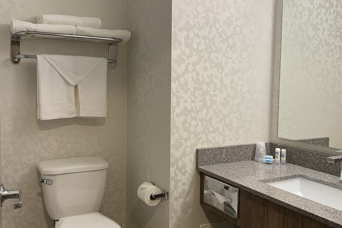 combined shower/bathtub, towels