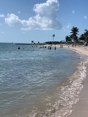 Plage à proximité, chaises longues, serviettes de plage