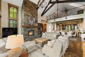 Smart TV, fireplace, video games, DVD player