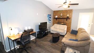 Smart TV, fireplace, video games