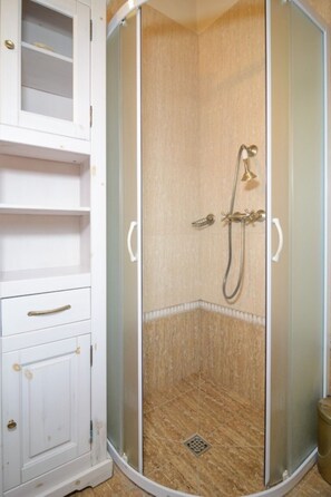Shower, soap, toilet paper