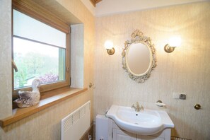 Shower, soap, toilet paper
