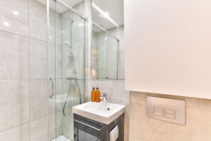 Ducha, secador de pelo y toallas