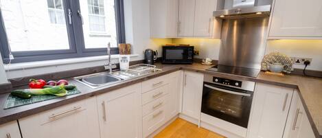 Fridge, microwave, dishwasher, toaster