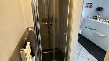 Studio, 1 Double Bed with Sofa bed (incl. EUR 25 cleaning fee per stay) | Bathroom | Shower, hair dryer, towels, soap