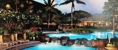 Outdoor pool, a heated pool