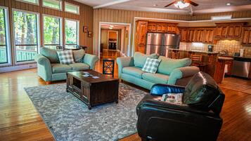 TV, fireplace, foosball, table tennis