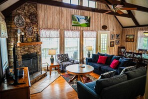 TV, fireplace, table football, ping pong