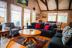 TV, fireplace, table football, ping pong