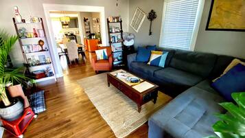 Smart TV, DVD player, books, video library