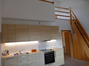 Fridge, oven, dishwasher, highchair