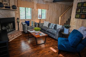 TV, fireplace, table football, ping pong