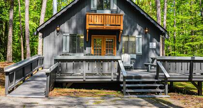Stunning wooded view Chalet near our salt water pool!