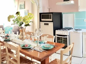 Fridge, microwave, dishwasher