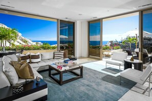 Smart TV, fireplace, stereo, printers