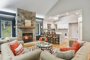 電視、壁爐、DVD 播放機