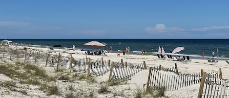 On the beach, beach towels