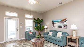 Flat-screen TV, DVD player