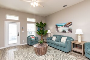 Flat-screen TV, DVD player