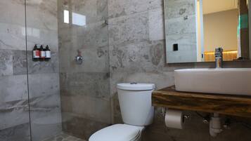 Standard Room, 2 King Beds | Bathroom | Shower, rainfall showerhead, towels, soap