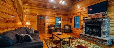 TV, fireplace, DVD player