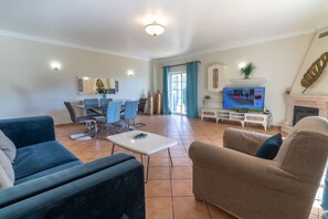 TV, fireplace, table tennis