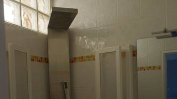 Shower, hair dryer, toilet paper