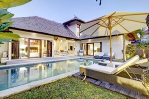 Front of property – evening/night - Private Pool Fully Staffed Villa Canggu (Canggu)