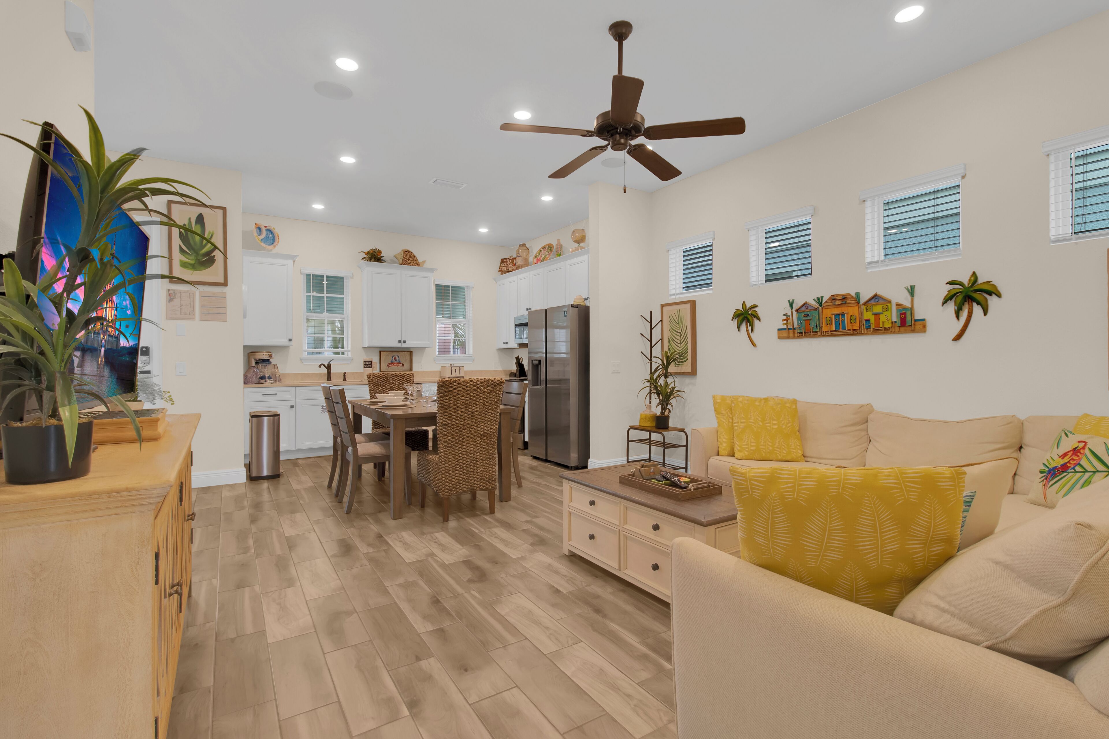 Una televisión, una biblioteca de música