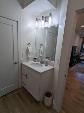 Shower, hair dryer - Perfect Northern Michigan Escape | Walkable TC Condo | Capri 212 (Traverse City)