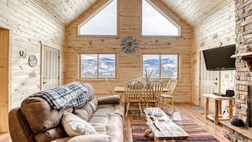 Télévision, cheminée, livres