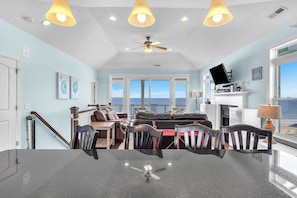 TV, fireplace, DVD player, books