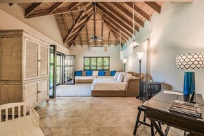 Smart TV, fireplace, table tennis, books