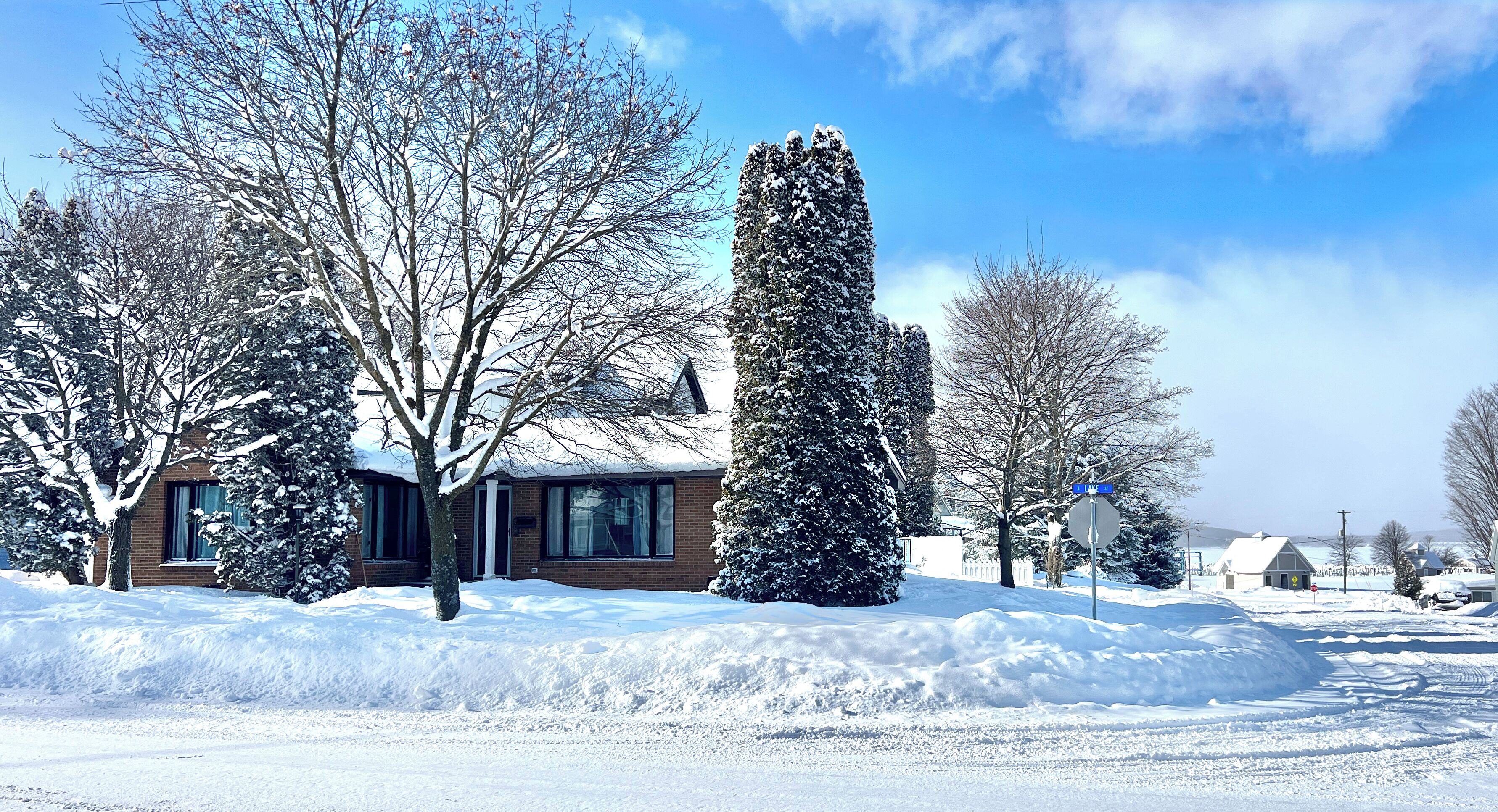 Winter 2025...the snow keeps falling! Looking out to Lake Charlevoix.