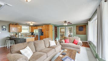 TV, fireplace, video games, DVD player
