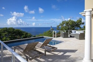 Terrace/patio - Maria Bluff Cottage-Romantic, Ocean Views, Modern, Private Pool (Cruz Bay)