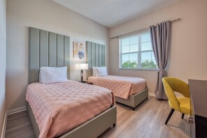 4 bedrooms, iron/ironing board, travel cot, WiFi