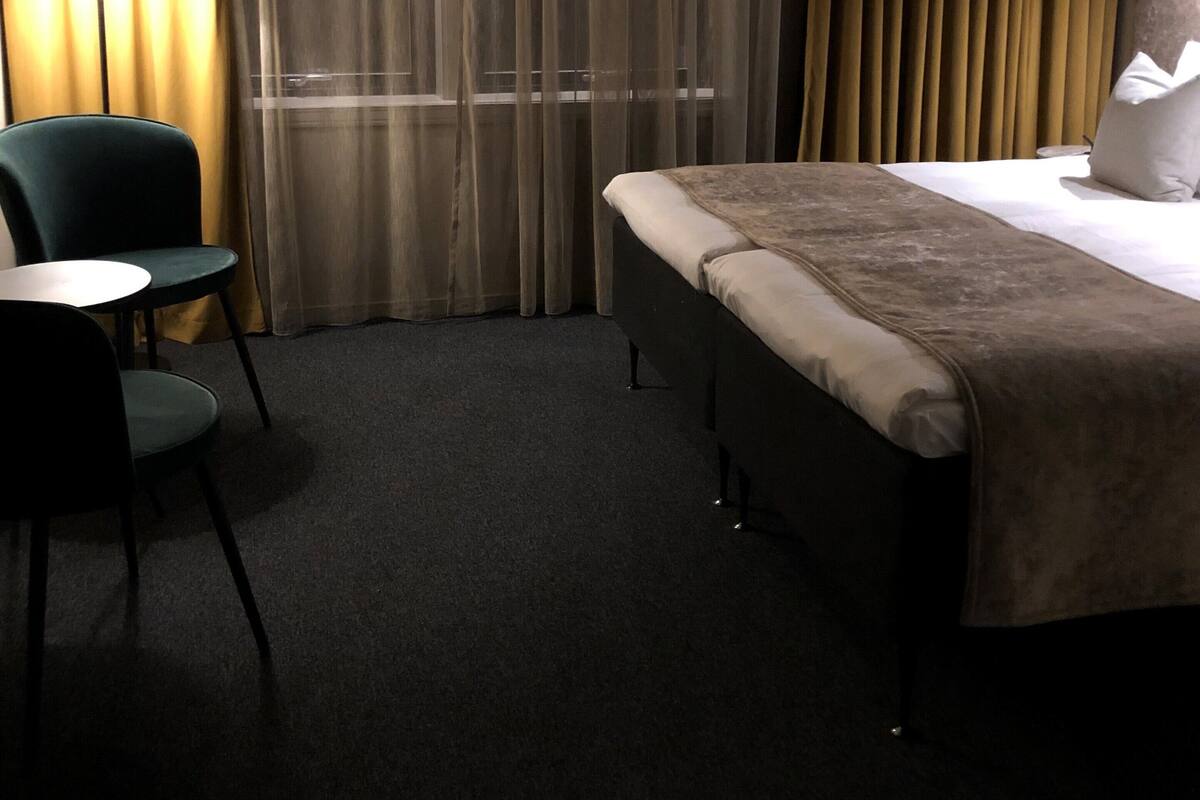 Habitación doble | Minibar, caja fuerte, cortinas opacas y tabla de planchar con plancha