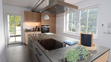 Microwave, oven, dishwasher, high chair