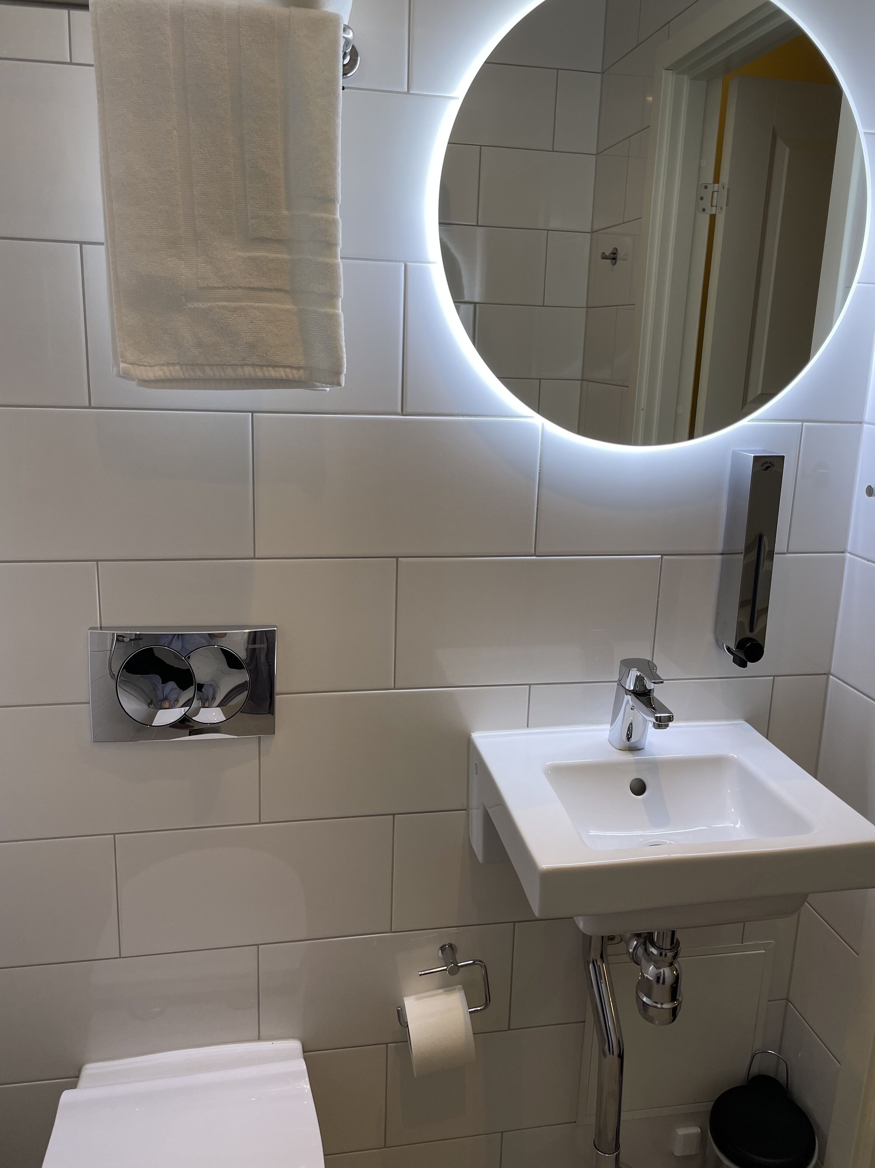 economy double room, no windows | bathroom | shower, rainfall showerhead, hair dryer, heated floors