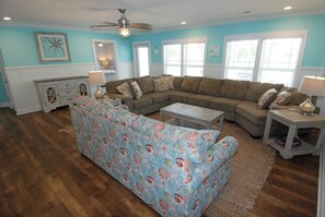 Living area - Enjoy luxury in this 5BR, 5BA home with private pool in Sunset Beach, NC. (Sunset Beach)